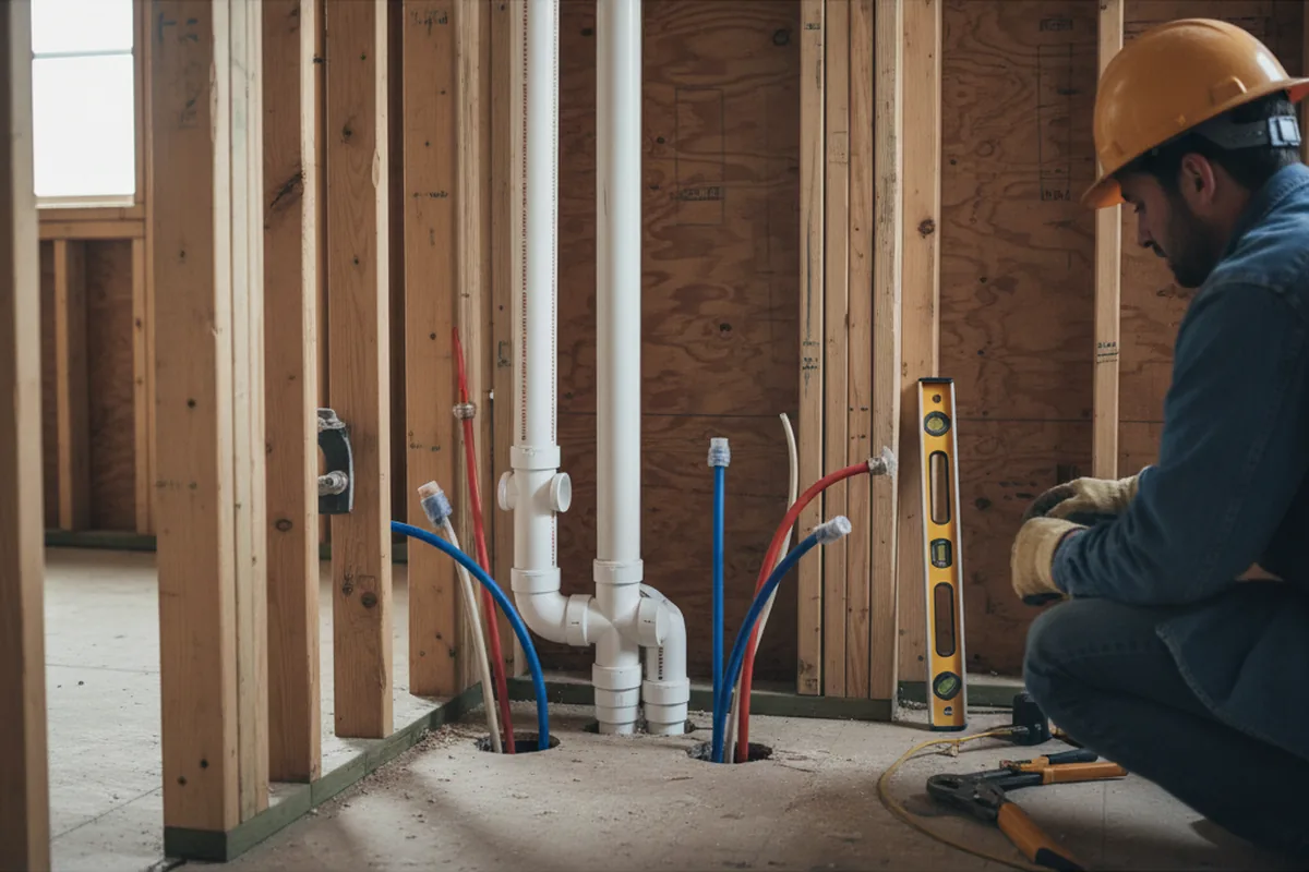 Drain and supply rough-in during Sump Pump Repair in Lakebay